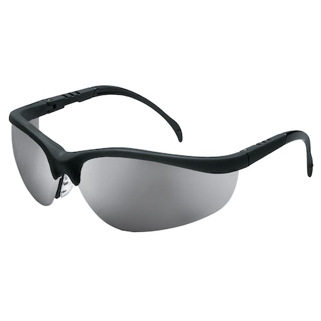 Mcr Safety Klondike (KD1), Safety Glasses, Anti-Scratch, Silver Mirror Lens, Black Frame, Half Frame, 12 PK KD117